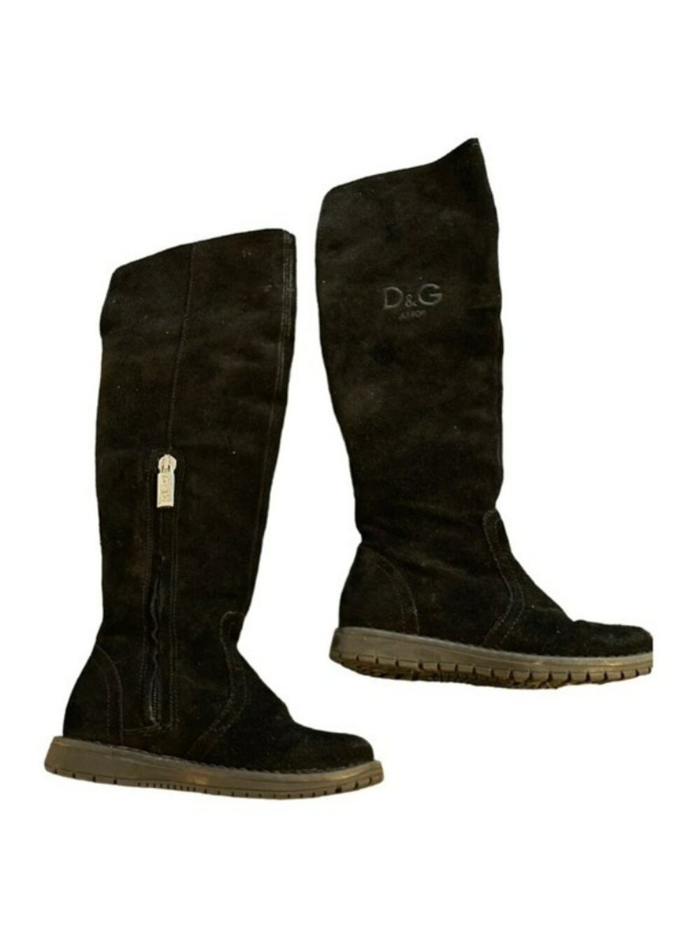 Dolce & Gabbana Suede Black Knee High Boots